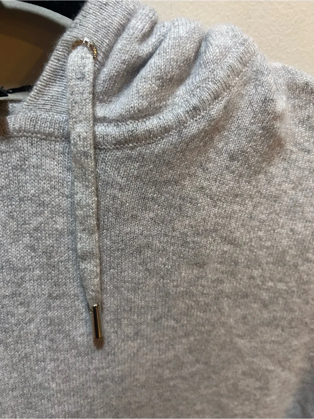 Reiss Light Gray Men's 100% Cashmere Hooded Pullover Sweater, Sz S